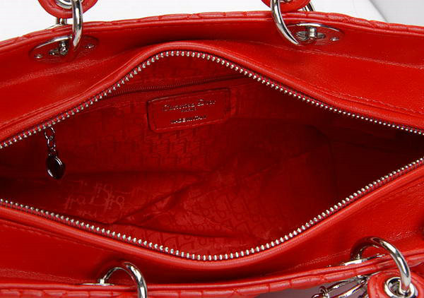 replica jumbo lady dior lambskin leather bag 6322 red with silver hardware